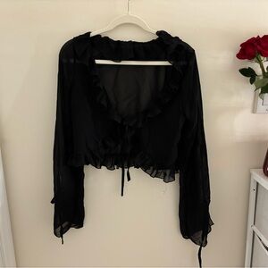 Elegant Black Ruffled Women's Top